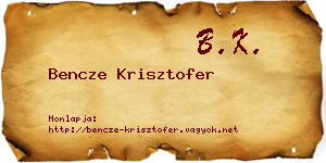 Bencze Krisztofer névjegykártya